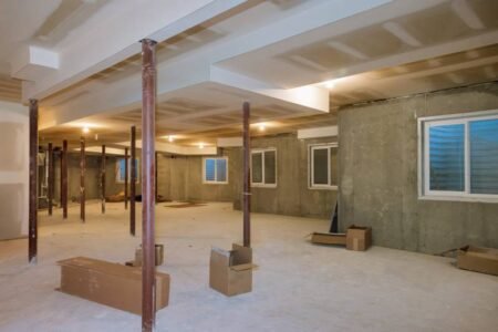 Basement framing construction interior frame of a new house